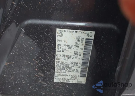 2018 Nissan Murano Sl from USA, damaged, VIN 5N1AZ2MG5JN123225